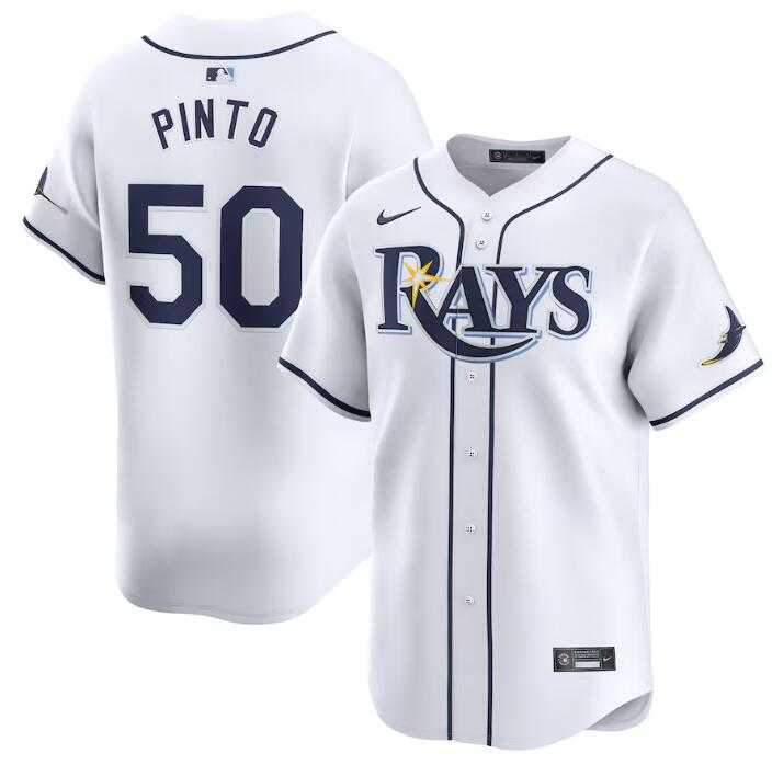 Men%27s Tampa Bay Rays #50 Rene Pinto White Home Limited Stitched Baseball Jersey Dzhi